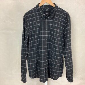 Rails Men's Gray Plaid Check Flannel Shirt Stretch Reid Kerry Charcoal Melange L